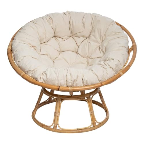 Atmosphera Innenarchitekt – Sessel Seram aus Rattan – Bequemer Stuhl Papasan mit Kissen - 4