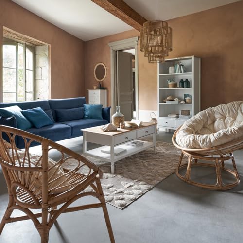 Atmosphera Innenarchitekt – Sessel Seram aus Rattan – Bequemer Stuhl Papasan mit Kissen - 6