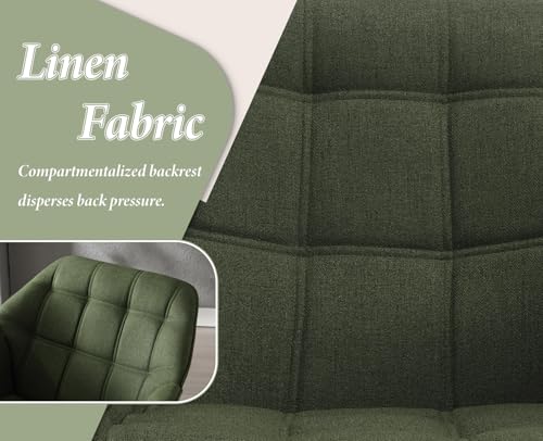 chairus Gepolsterter Armlehnensessel Leinen Einzelsofa Loungesessel für Wohnzimmer Modern Armlehnstuhl mit Holzbeinen (Grün-1) - 3