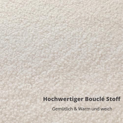 Makika Sessel Loungesessel Einzelsofa aus Boucle Lia - Einzelsessel Armlehnstuhl Polsterstuhl Sofa bis 120kg - eleganter Armsessel Loungesofa Relaxsessel für Wohnzimmer Schlafzimmer in Weiß - 6