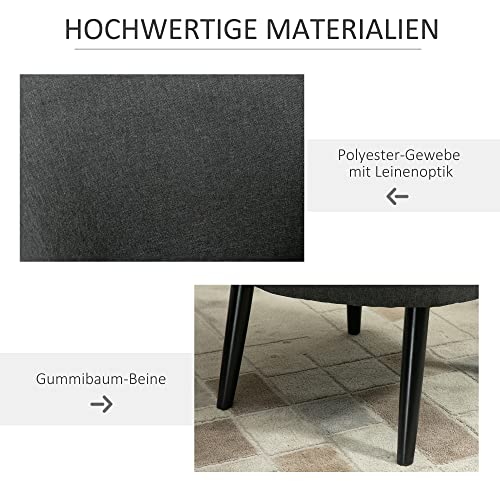 HOMCOM Loungesessel Cocktailsessel Wohnzimmerstuhl Bürostuhl Polsterstuhl für Wohnzimmer, Schlafzimmer, Kinderzimmer, Esszimmermodern mit Leinen-Optik Holz Grau 71 x 65 x 75 cm - 5