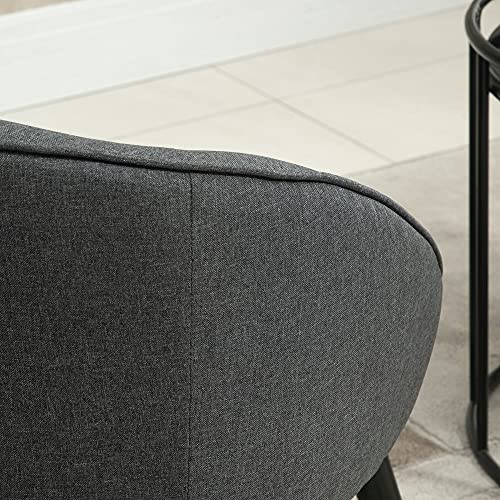 HOMCOM Loungesessel Cocktailsessel Wohnzimmerstuhl Bürostuhl Polsterstuhl für Wohnzimmer, Schlafzimmer, Kinderzimmer, Esszimmermodern mit Leinen-Optik Holz Grau 71 x 65 x 75 cm - 7