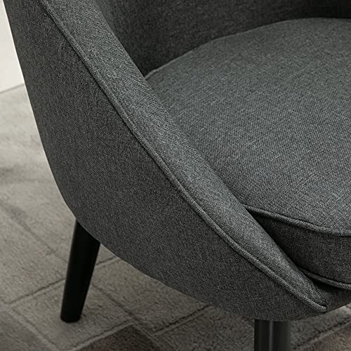HOMCOM Loungesessel Cocktailsessel Wohnzimmerstuhl Bürostuhl Polsterstuhl für Wohnzimmer, Schlafzimmer, Kinderzimmer, Esszimmermodern mit Leinen-Optik Holz Grau 71 x 65 x 75 cm - 9