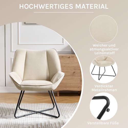 WOLTU Ohrensessel, Sessel Wohnzimmer Schlafzimmer, Relaxsessel mit Metallrahmen, Lesesessel bequem - 4
