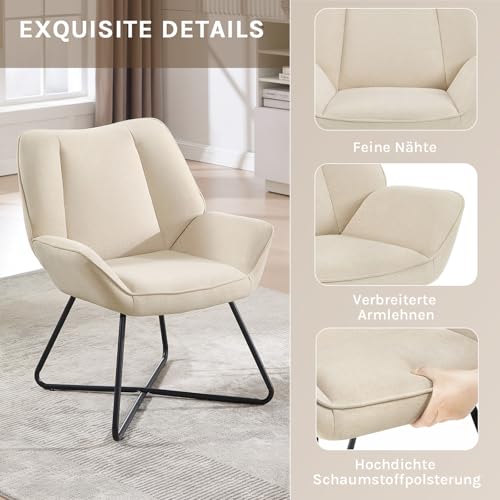 WOLTU Ohrensessel, Sessel Wohnzimmer Schlafzimmer, Relaxsessel mit Metallrahmen, Lesesessel bequem - 6