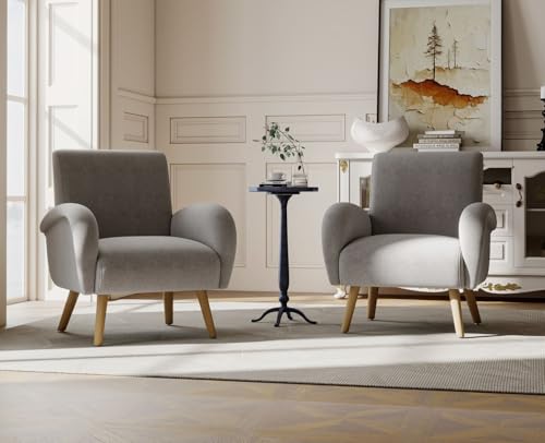 chairus Chenille Loungesessel Ohrensessel für Wohnzimmer Polstersessel Einzelsofa für Schlafzimmer Akzentstuhl - 3