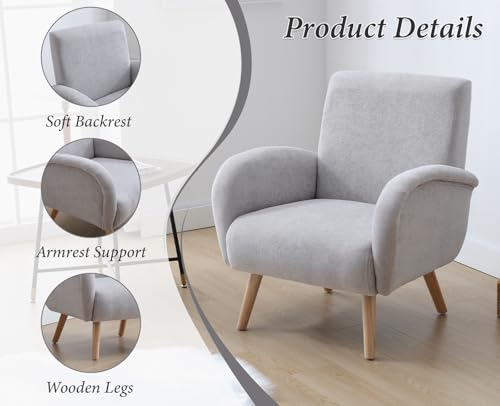 chairus Chenille Loungesessel Ohrensessel für Wohnzimmer Polstersessel Einzelsofa für Schlafzimmer Akzentstuhl - 4