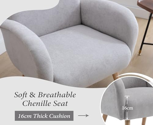 chairus Chenille Loungesessel Ohrensessel für Wohnzimmer Polstersessel Einzelsofa für Schlafzimmer Akzentstuhl - 3