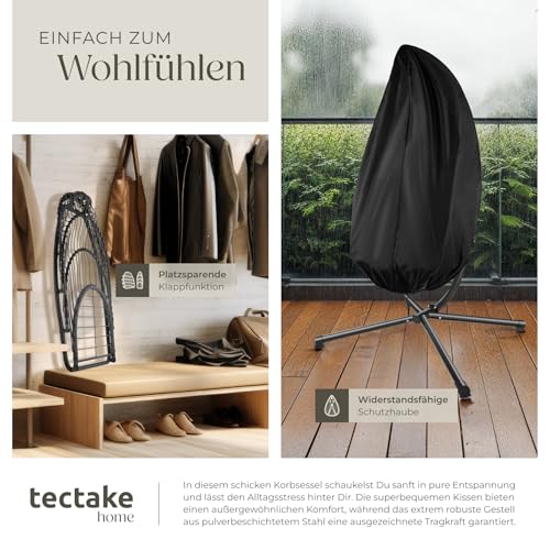 tectake® Hängesessel mit Gestell, Dicke Kissen, Möbel, Deko für Wohnzimmer, Jugendzimmer, Balkon, Outdoor oder Indoor Schaukel - 9
