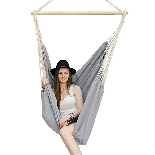 AMANKA XXL Hängesessel 185x130cm - 150kg Belastbar - Gartenmöbel 2 Personen Outdoor Sessel Jugendzimmer Mädchen - Sitzsack zum Hängen Schaukel Garten Erwachsene, Achat Grau - 2
