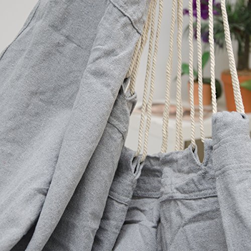 AMANKA XXL Hängesessel 185x130cm - 150kg Belastbar - Gartenmöbel 2 Personen Outdoor Sessel Jugendzimmer Mädchen - Sitzsack zum Hängen Schaukel Garten Erwachsene, Achat Grau - 3