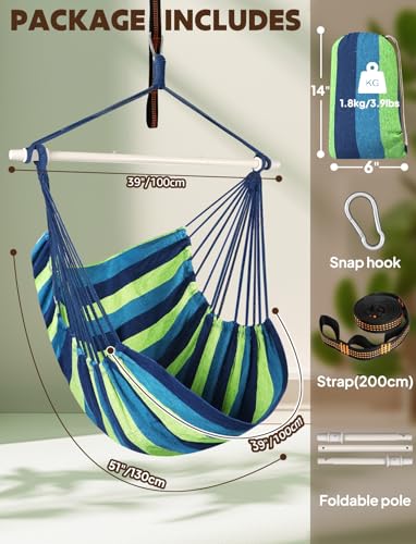 Chihee Hängesessel Schaukelstuhl Hängematte Stuhl Großer Hängesitz Patio-Rasen - 3