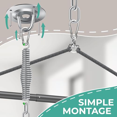 KESSER® Hängesessel Haiti 150kg Traglast, Hängestuhl 360° Drehung, Hängeschaukel Indoor-Outdoor UV-beständig & Wasserfest, Pflegeleicht, Inkl. 2 Kissen, Tragetasche, Flaschenhalter & Montage-Set - 9