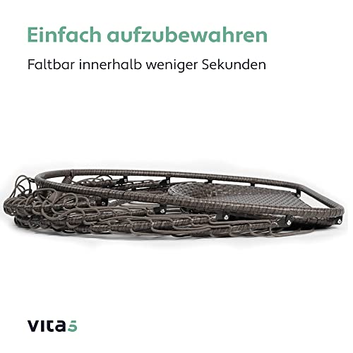 VITA5 Hängesessel mit Gestell - Bequemer Hängekorb Sessel - Rattan Hängesessel Outdoor und Indoor - Boho Egg Schaukel für Terrasse&Leseecke - 150 kg Tragkraft - Dunkel Grau - 5