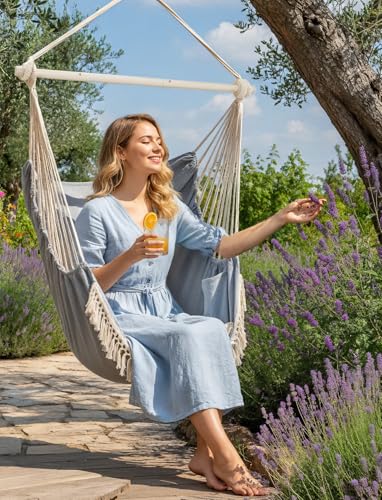 Chihee Hängesessel Hängeschaukel Maximal 500 Pfund Inklusive 2 Kissen Stahl Spreizstange mit Anti-Rutsch-Rillen - 2