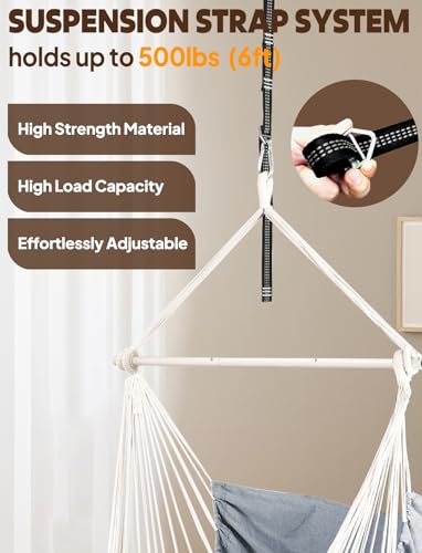 Chihee Hängesessel Hängeschaukel Maximal 500 Pfund Inklusive 2 Kissen Stahl Spreizstange mit Anti-Rutsch-Rillen - 3