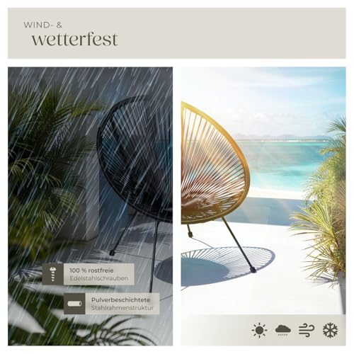 tectake® 2er Set Stuhl Acapulco Design, Gartenstuhl, Gartenstühle im Retro Design, Indoor und Outdoor Sessel für Garten, Wintergarten, als Terrassenstühle oder Balkon Sessel - schwarz - 8