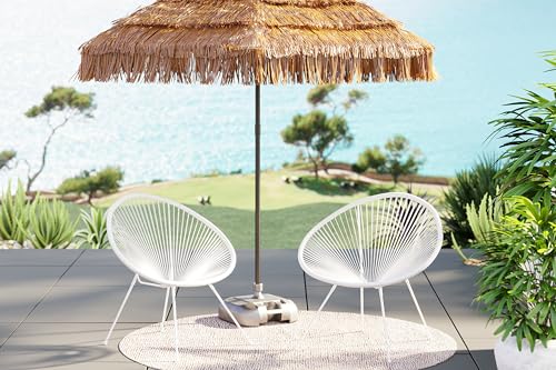 Kare Design Gartenmöbel Set Acapulco Mono, 2er Set, Weiß, Indoor und Outdoor Sitzgruppe im Retro-Design, 2X Sessel, Gartenstühle, Lounge-Möbel für Balkon, Garten, Terrasse, Weißes Stahlgestell - 2