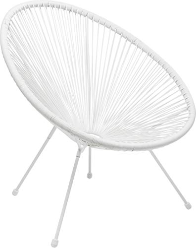 Kare Design Gartenmöbel Set Acapulco Mono, 2er Set, Weiß, Indoor und Outdoor Sitzgruppe im Retro-Design, 2X Sessel, Gartenstühle, Lounge-Möbel für Balkon, Garten, Terrasse, Weißes Stahlgestell - 4