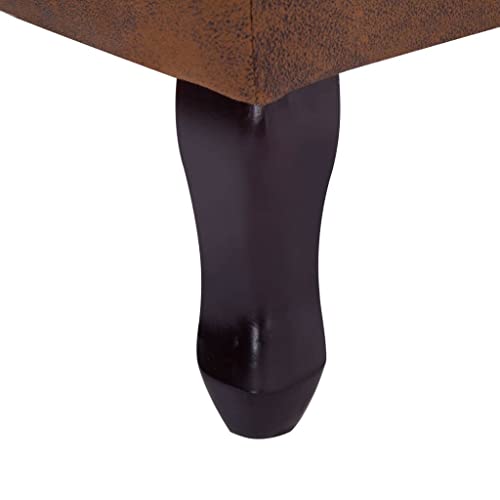 Willood Chesterfield-Sessel und Fußhocker Relaxsessel Polstersessel Fernsehsessel Lehnstuhl Lehnsessel Loungesessel Hocker Braun Wildleder-Optik - 7