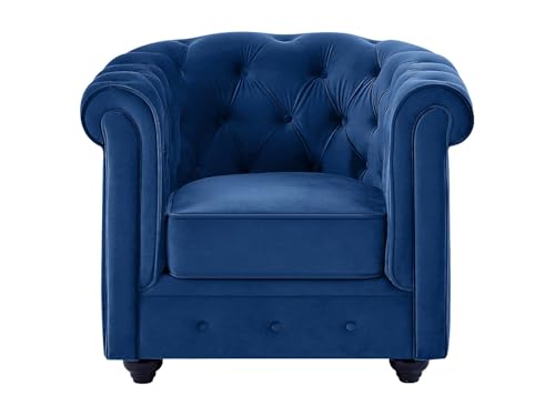 Vente-unique – Chesterfield-Sessel, Velours, Königsblau - 3
