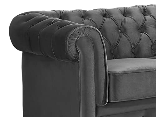 Vente-unique – Chesterfield-Sessel, Velours, Königsblau - 5