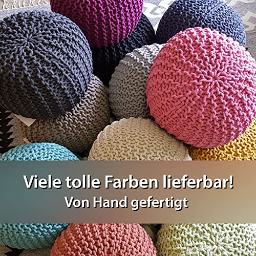casamia Pouf Ø 55 o. 45 cm Strickhocker Sitzpouf Bodenkissen für Innen Indoor Größe ø 45 cm, Farbe beige - 6