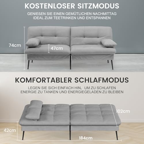 COMHOMA Schlafsofa mit Schlaffunktion – Futonbezug ausklappbar – Ecksofa – Gästesofa 3-Sitzer - 2