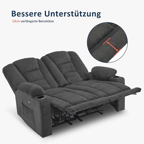 M MCombo Elektrisch 2er Sitzer Sofa mit Schlaffunktion, 2er Relaxsofa mit Taste 150° Verstellbar - 6