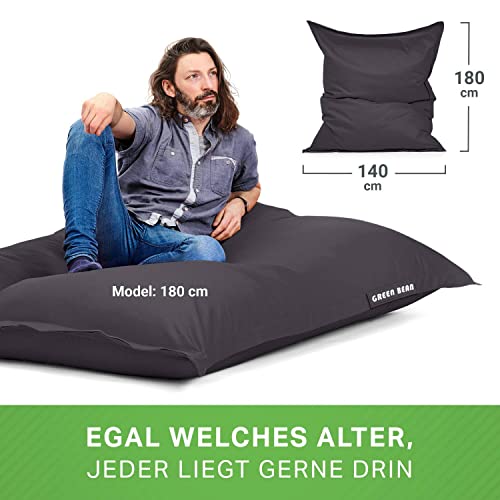 Green Bean Sitzsack XXL 140x180cm 380 Liter Kinder & Erwachsene Bean Bag EPS Perlen Füllung Riesensitzsack Groß Draußen Outdoor Liegekissen Waschbar Wetterfest Lounge Sitzkissen Bodenkissen Grau - 2