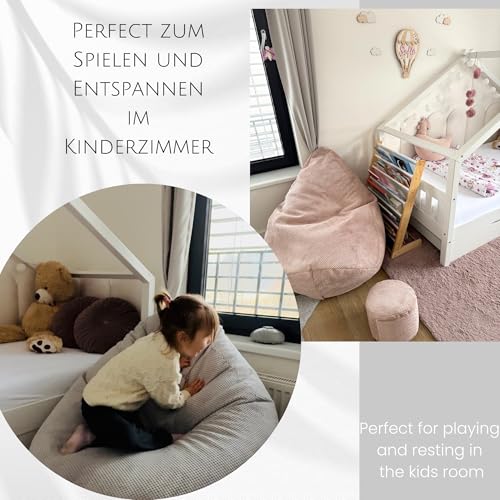 Slevobox Sitzsack mit Hocker Senfgelb 95x95x120 cm - XXL Sitzsack Erwachsene mit Füllung - Schlafzimmer und Wohnzimmer Möbel - Samt Indoor Sitzsäcke - Bean Bag - Lounge Sessel - 5