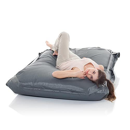 SMOOTHY Original Supreme Indoor & Outdoor Sitzsack XXL 450L Riesensitzsack Sitzkissen Sessel für Kinder & Erwachsene (Stein-Grau) - 2