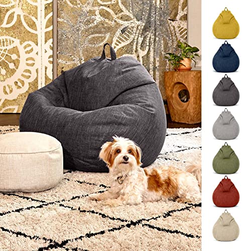Green Bean Indoor XXL Sitzsack mit 300 Liter mit EPS-Perlen Füllung - Kuschelig Weich Waschbar - Drinnen Stoff Bodenkissen Liegekissen Sitzkissen - Dunkelgrau Asphalt - 3