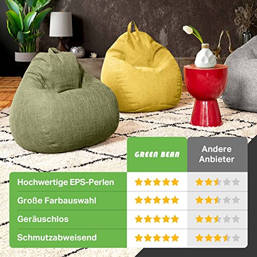 Green Bean Indoor XXL Sitzsack mit 300 Liter mit EPS-Perlen Füllung - Kuschelig Weich Waschbar - Drinnen Stoff Bodenkissen Liegekissen Sitzkissen - Dunkelgrau Asphalt - 6