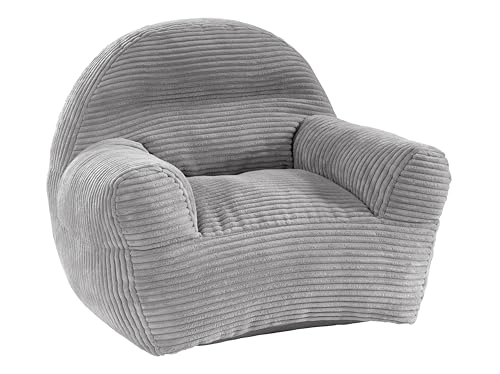 Traumnacht Kindersessel Ella mit abnehmbaren Bezug aus hochwertigem Kord Gewebe, waschbar, 60 x 50 x 55 cm, grau, produziert nach deutschem Qualitätsstandard - 4