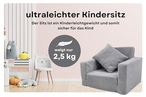 Odolplusz Kindersessel klappbar | Kindersofa Mini-Sessel Kinderstuhl Kuschelsessel | Kindermöbel für Kinderzimmer | (Graphit aus Cord) - 2