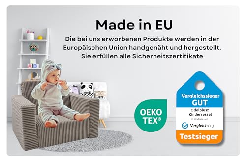 Odolplusz Kindersessel klappbar | Kindersofa Mini-Sessel Kinderstuhl Kuschelsessel | Kindermöbel für Kinderzimmer | (Graphit aus Cord) - 3