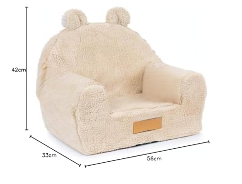 Flumi Personalisierte Kindersessel Babysessel Schaumstoff – Kindersitz fur Kinderzimmer Spielzimmer – Sessel mit Gravur Kindername Farbe: Lammfell Dunkelbeige - 3