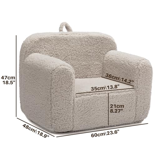 BEJOY Kindersofa – Ultra-Weicher Schaumstoff Gefüllter Kindersessel, Lesecouch für Mädchen und Jungen – Hellgrau - 3