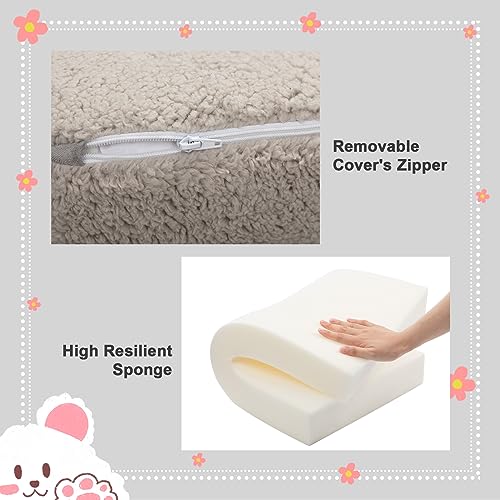 BEJOY Kindersofa - Ultra-Weicher Schaumstoff Gefüllter Kindersessel, Kuscheliger Sherpa Lesecouch für Mädchen und Jungen - Hellgrau - 4