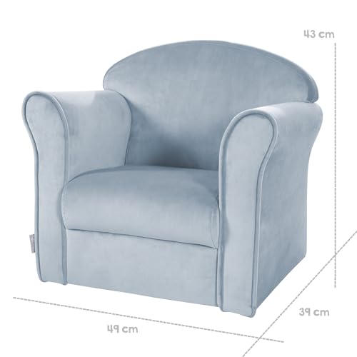 roba Kindersessel Lil Sofa mit Armlehnen - für Jungen und Mädchen - Bequemer Babysessel - Samtstoff blau - Mini Sessel für Baby & Kinderzimmer - 3