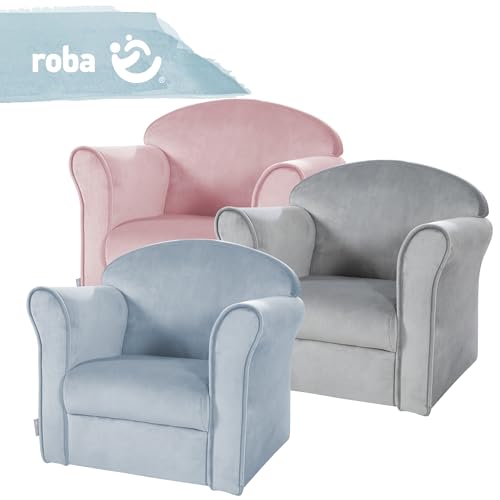roba Kindersessel Lil Sofa mit Armlehnen - für Jungen und Mädchen - Bequemer Babysessel - Samtstoff blau - Mini Sessel für Baby & Kinderzimmer - 7