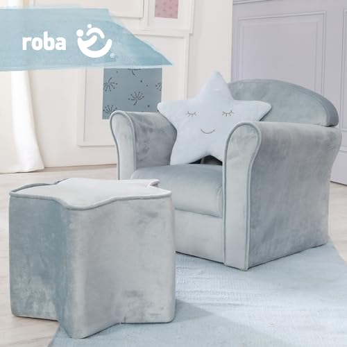 roba Kindersessel Lil Sofa mit Armlehnen - für Jungen und Mädchen - Bequemer Babysessel - Samtstoff blau - Mini Sessel für Baby & Kinderzimmer - 8