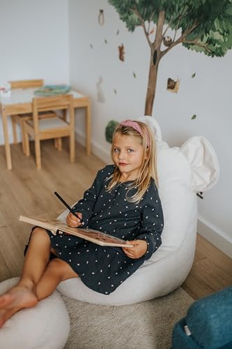 Gutekissen® Kinder Sitzsack „Miki“ mit Ohren - Bequem, Montessori Sitzkissen für Kinderzimmer (Beige,68/68/50 mit Ohren) - 5