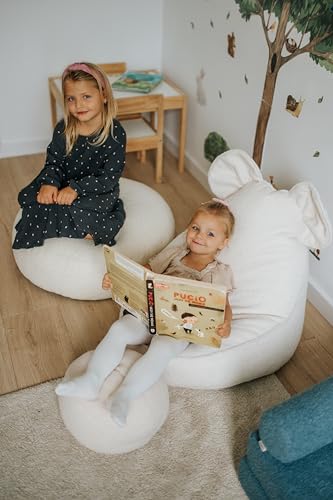 Gutekissen® Kinder Sitzsack „Miki“ mit Ohren - Bequem, Montessori Sitzkissen für Kinderzimmer (Beige,68/68/50 mit Ohren) - 7