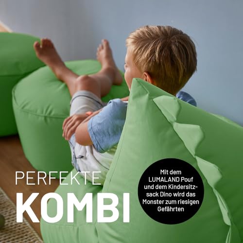 Lumaland Kindersitzsack Dino | Sitzsack Tier Familie für Kinder | Wasserabweisender Bean Bag für Indoor & Outdoor | Pflegeleichtes Material | 90 x 90 x 70 cm & 4,1 kg leicht [Grün] - 7