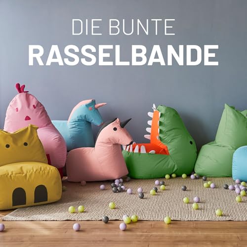 Lumaland Kindersitzsack Dino | Sitzsack Tier Familie für Kinder | Wasserabweisender Bean Bag für Indoor & Outdoor | Pflegeleichtes Material | 90 x 90 x 70 cm & 4,1 kg leicht [Grün] - 8