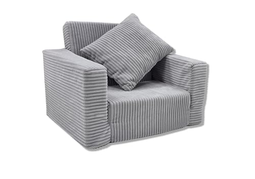 Odolplusz Kindersessel klappbar | Kindersofa Mini-Sessel Kinderstuhl Kuschelsessel | Kindermöbel für Kinderzimmer | (Grau aus Cord) - 6