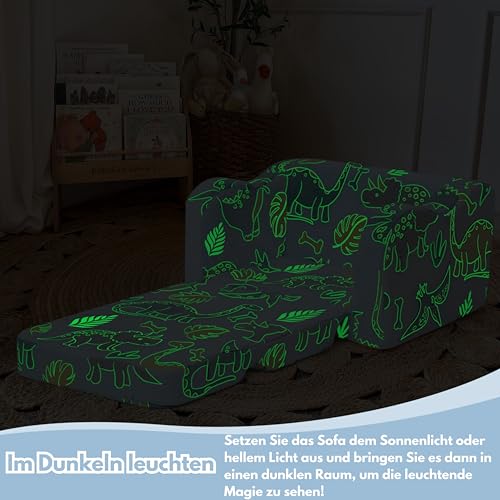 MeMoreCool Kindersofa Ausklappbar, 2-in-1 Kleinkinder Schlafsofa, Kindersessel mit Schlaffunktion - 4