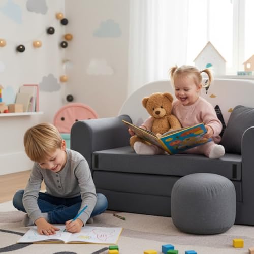 All4All Kindersofa Schlafsofa 3in1 Velo Spielsofa für Kinder Sofa zum Aufklappen Funzy Kindercouch mit Schlaffunktion - 4